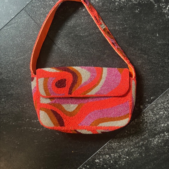 America & Beyond Golden Poppy Embellished Beaded Shoulder Bag - Picture 2 of 6